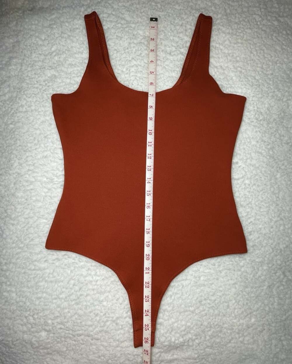 Shinestar Bodysuit M Sleeveless Stretch Minimalist Fitted Tank Burnt Orange Rust - Picture 3 of 10